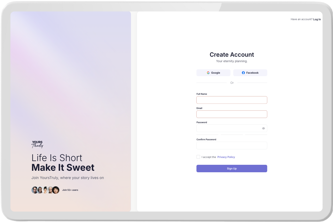 sign up